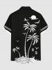 Chemise 3D Arbre Noix de Coco et Oiseau Imprimés avec Poche de Grande Taille pour Homme - Noir 4XL