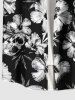 Plus Size Tropical Flower Skulls Print Buttons Pocket Hawaii Shirt For Men -  