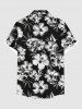 Plus Size Tropical Flower Skulls Print Buttons Pocket Hawaii Shirt For Men -  