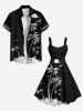 Plus Size Coconut Tree Sun Bird Two Tone Print Hawaii Tank Dress -  