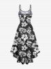 Plus Size Tropical Flower Skulls Print High Low Hawaii Cami Dress -  