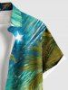 Plus Size Coconut Tree Seascape Beach Oil Painting Print Buttons Pocket Hawaii Shirt For Men -  