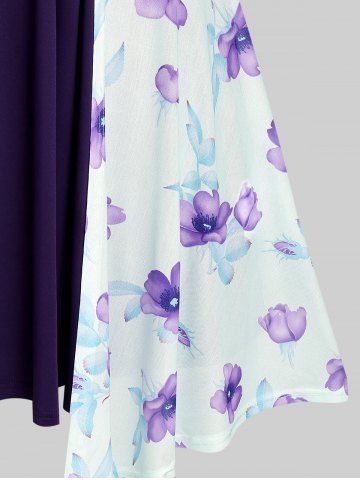 Plus Size Flutter Sleeves Floral Dress and Lace-up A Line Cami Dress Set