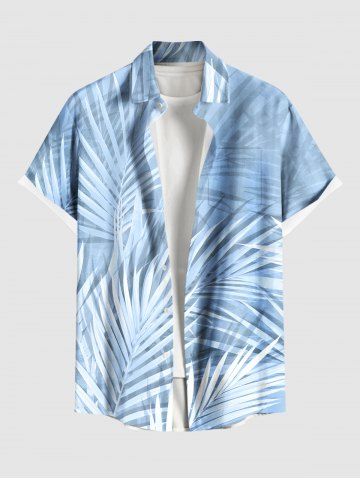 Chemise Ombre à Imprimé Feuille Tropicale à Boutons Grande Taille avec Poche pour Homme