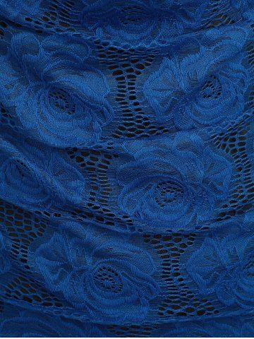 Plus Size Cowl Neck Cinched Rose Lace Tank Top