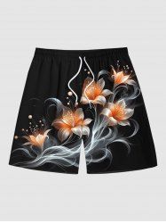 Plus Size Flowers Glitter 3D Print Hawaii Beach Shorts For Men -  