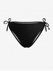 Bas de Bikini Noué en Couleur Unie - Noir 4XL