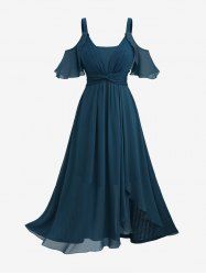 Plus Size Tulip Hem Twist Textured Ruffles Cold Shoulder Dress -  