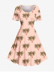 Robe trapèze hawaïenne à imprimé cocotier grande taille - orange clair M