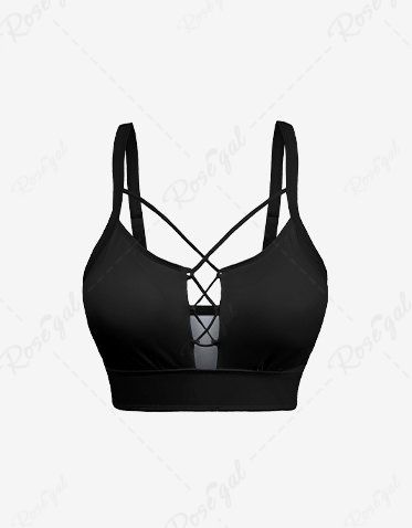 Haut de Tankini en Couleur Unie (Epaule Ajustable à Bretelle) Noir L
