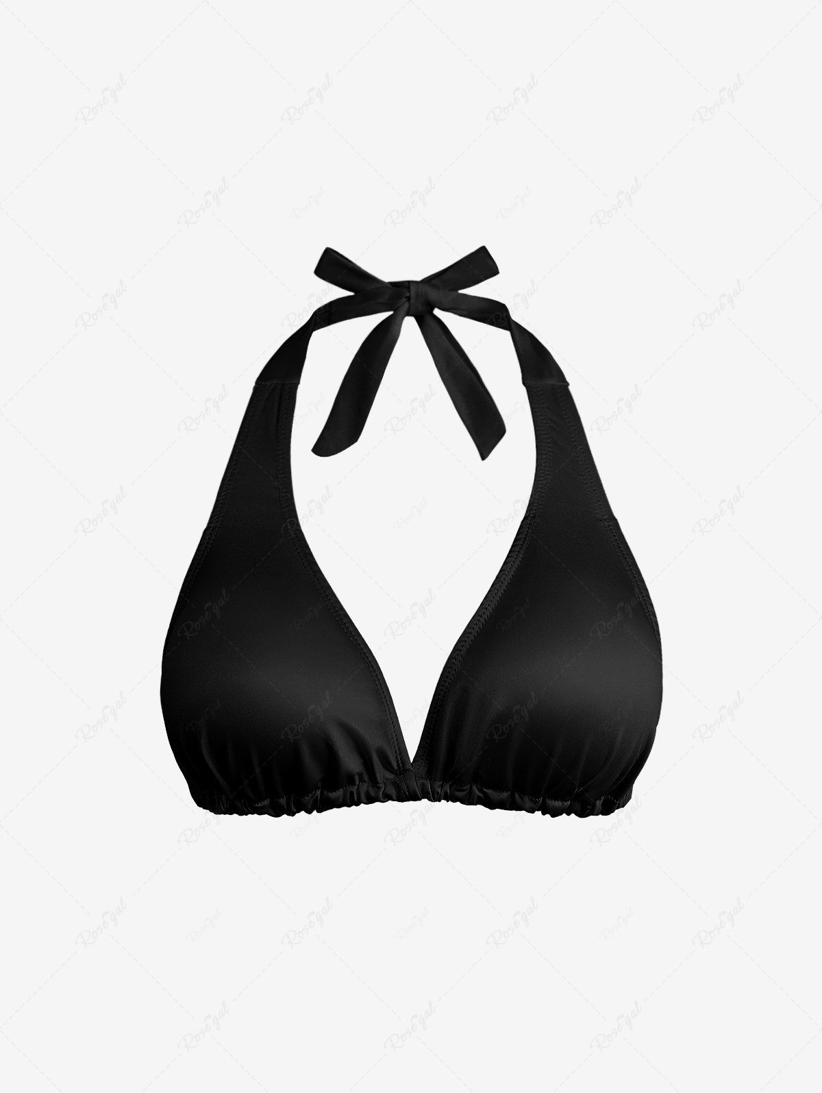 Fancy Fashion Plunging Solid Halter Backless Bikini Top  