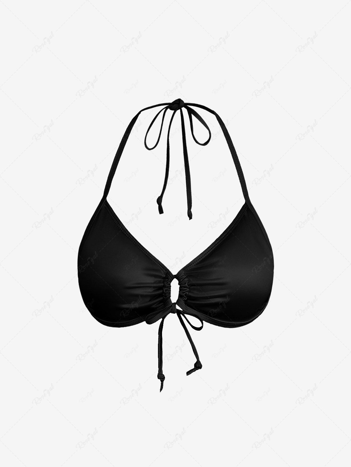 Trendy Fashion Solid Cinched Halter Backless Bikini Top  