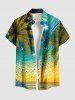 Coconut Tree Seascape Beach Oil Painting Print Plus Size Matching Hawaii Beach Outfit For Couples -  