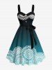 Tenue de plage hawaïenne assortie grande taille à imprimé ethnique floral vintage pour couples - Vert 