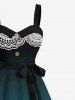 Tenue de plage hawaïenne assortie grande taille à imprimé ethnique floral vintage pour couples - Vert 