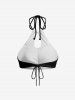 Fashion Solid Hollow Out Halter Backless Tankini Swimsuit -  