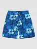 Tropical Leaf Hibiscus Flower Print Plus Size Matching Hawaii Beach Outfit For Couples -  