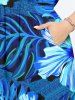 Tropical Leaf Hibiscus Flower Print Plus Size Matching Hawaii Beach Outfit For Couples -  