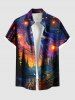Oil Painting Galaxy Moon Trees Bridge Print Plus Size Matching Hawaii Beach Outfit For Couples -  