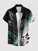Ombre Colorblock Leaf Ink Splatter Print Plus Size Matching Hawaii Beach Outfit For Couples -  