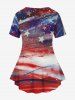 American Flag Paint Splatter Print Plus Size Matching Set -  