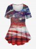 American Flag Paint Splatter Print Plus Size Matching Set -  