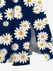 Tenue de Plage Grande Taille Imprimé à Fleurs Assorti pour la Plage - Bleu profond 