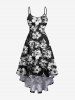 Costume de Plage Grande Taille Imprimé à Fleurs Tropicales - Noir 
