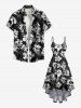 Costume de Plage Grande Taille Imprimé à Fleurs Tropicales - Noir 
