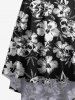 Costume de Plage Grande Taille Imprimé à Fleurs Tropicales - Noir 