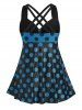Plus Size & Curve Cinched Polka Dot Crisscross Tankini Swimsuit -  