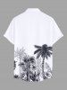 Plus Size Tropical Leaf Coconut Tree Print Buttons Pocket Hawaii Shirt For Men -  
