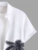 Plus Size Tropical Leaf Coconut Tree Print Buttons Pocket Hawaii Shirt For Men -  