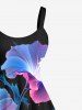 Plus Size Flowers Star Glitter 3D Print Hawaii Tank Dress -  