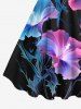 Plus Size Flowers Star Glitter 3D Print Hawaii Tank Dress -  