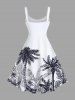 Robe Débardeur Hawaïen Feuille Arbre Noix de Coco Imprimé de Grande Taille - Blanc XXS