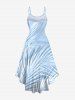Robe Hawaiienne Haute-Bas Imprimée Feuilles Tropicales Grande Taille - Blanc 1X