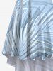 Robe Hawaiienne Haute-Bas Imprimée Feuilles Tropicales Grande Taille - Blanc 1X