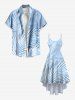 Robe Hawaiienne Haute-Bas Imprimée Feuilles Tropicales Grande Taille - Blanc 1X