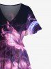 Robe D'Été Mi-Longue Fendue 3D Fleurs Mystérieuse Grande Taille à Paillettes - Noir 1X
