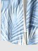 Chemise Ombre à Imprimé Feuille Tropicale à Boutons Grande Taille avec Poche pour Homme - Bleu clair 3XL
