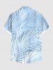Chemise Ombre à Imprimé Feuille Tropicale à Boutons Grande Taille avec Poche pour Homme - Bleu clair 3XL