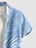 Chemise Ombre à Imprimé Feuille Tropicale à Boutons Grande Taille avec Poche pour Homme - Bleu clair 3XL