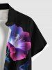 Chemise 3D Etoile Fleur Brillante Imprimée avec Poche de Grande Taille avec Boutons - Noir 4XL