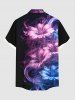 Plus Size Mysterious Flowers Glitter 3D Print Buttons Pocket Hawaii Shirt For Men -  
