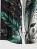 Plus Size Ombre Colorblock Leaf Ink Splatter Print Buttons Pocket Hawaii Shirt For Men -  