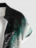 Plus Size Ombre Colorblock Leaf Ink Splatter Print Buttons Pocket Hawaii Shirt For Men -  