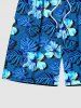 Plus Size Tropical Leaf Hibiscus Flower Print Hawaii Beach Shorts For Men -  
