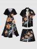 Short de Plage Hawaiien 3D Fleurs Brillantes Grande Taille pour Hommes - Noir M