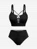 Haut de Tankini en Couleur Unie (Epaule Ajustable à Bretelle) - Noir L